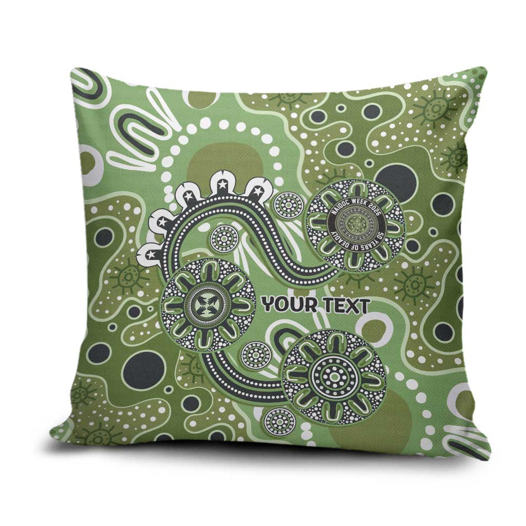 Personalised NAIDOC Week 50 Years Deadly Always Pillow Cover Green Aboriginal Artwork Dot Painting