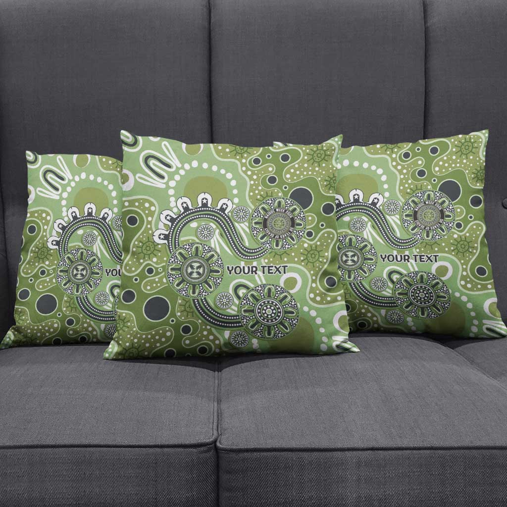 Personalised NAIDOC Week 50 Years Deadly Always Pillow Cover Green Aboriginal Artwork Dot Painting