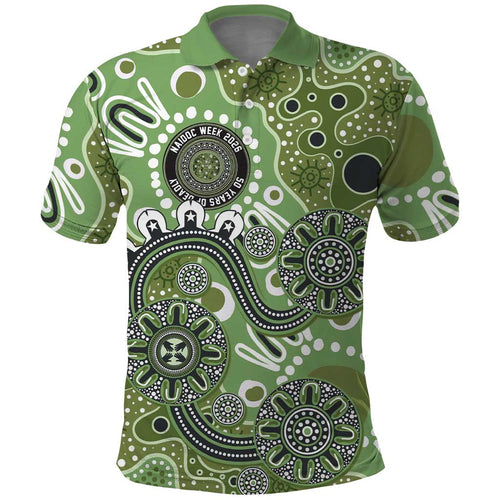 Personalised NAIDOC Week 50 Years Deadly Always Polo Shirt Green Aboriginal Artwork Dot Painting
