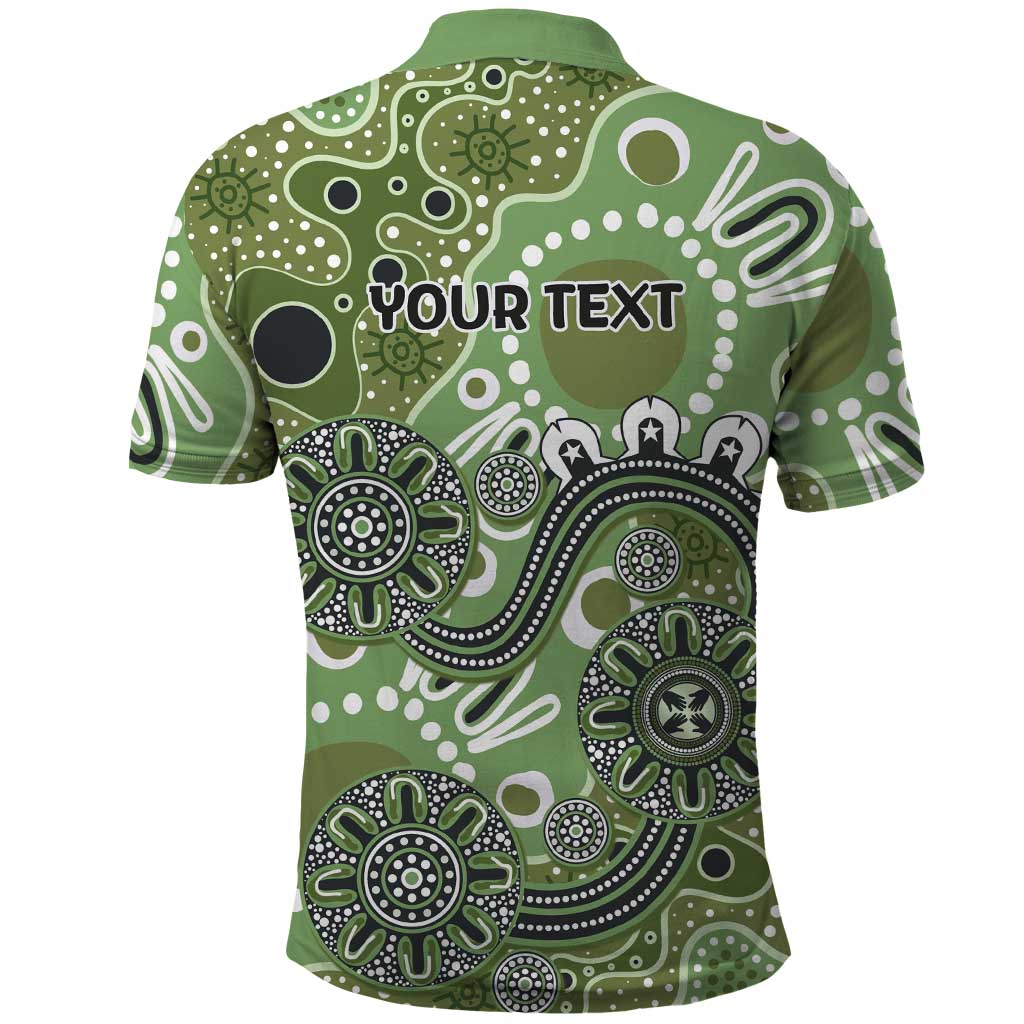 Personalised NAIDOC Week 50 Years Deadly Always Polo Shirt Green Aboriginal Artwork Dot Painting