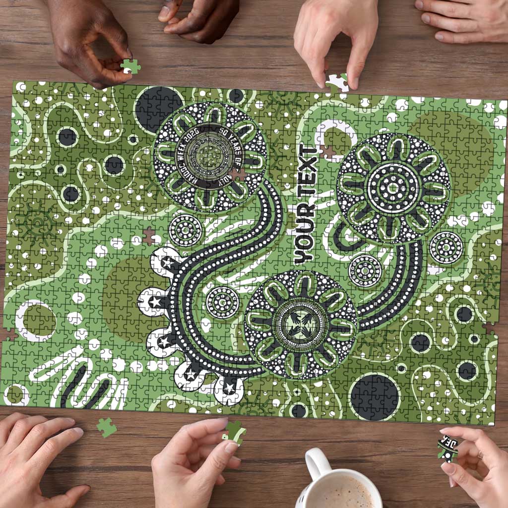 Personalised NAIDOC Week 50 Years Deadly Always Puzzle Green Aboriginal Artwork Dot Painting