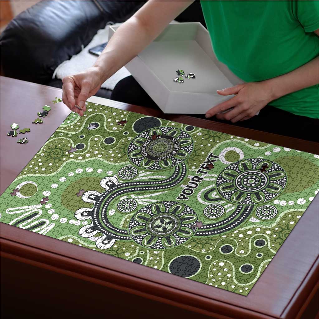 Personalised NAIDOC Week 50 Years Deadly Always Puzzle Green Aboriginal Artwork Dot Painting