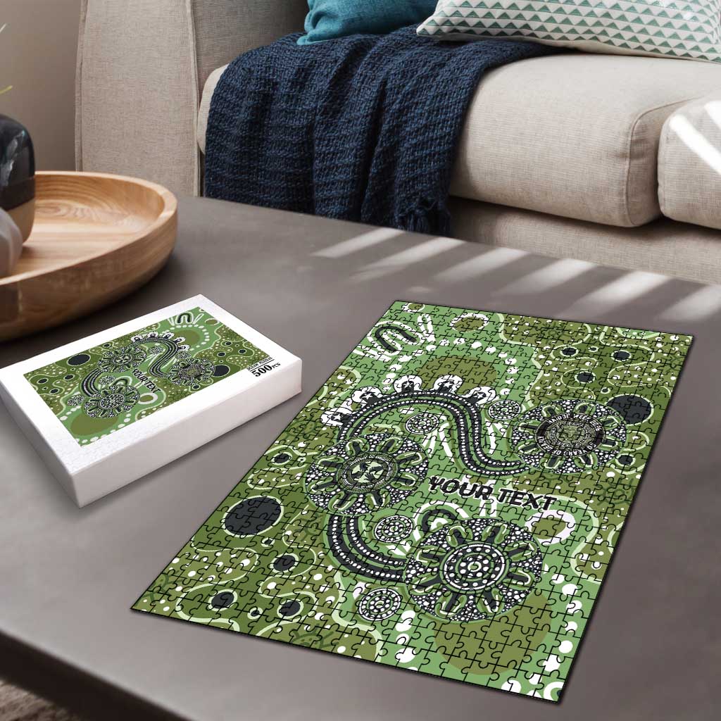 Personalised NAIDOC Week 50 Years Deadly Always Puzzle Green Aboriginal Artwork Dot Painting