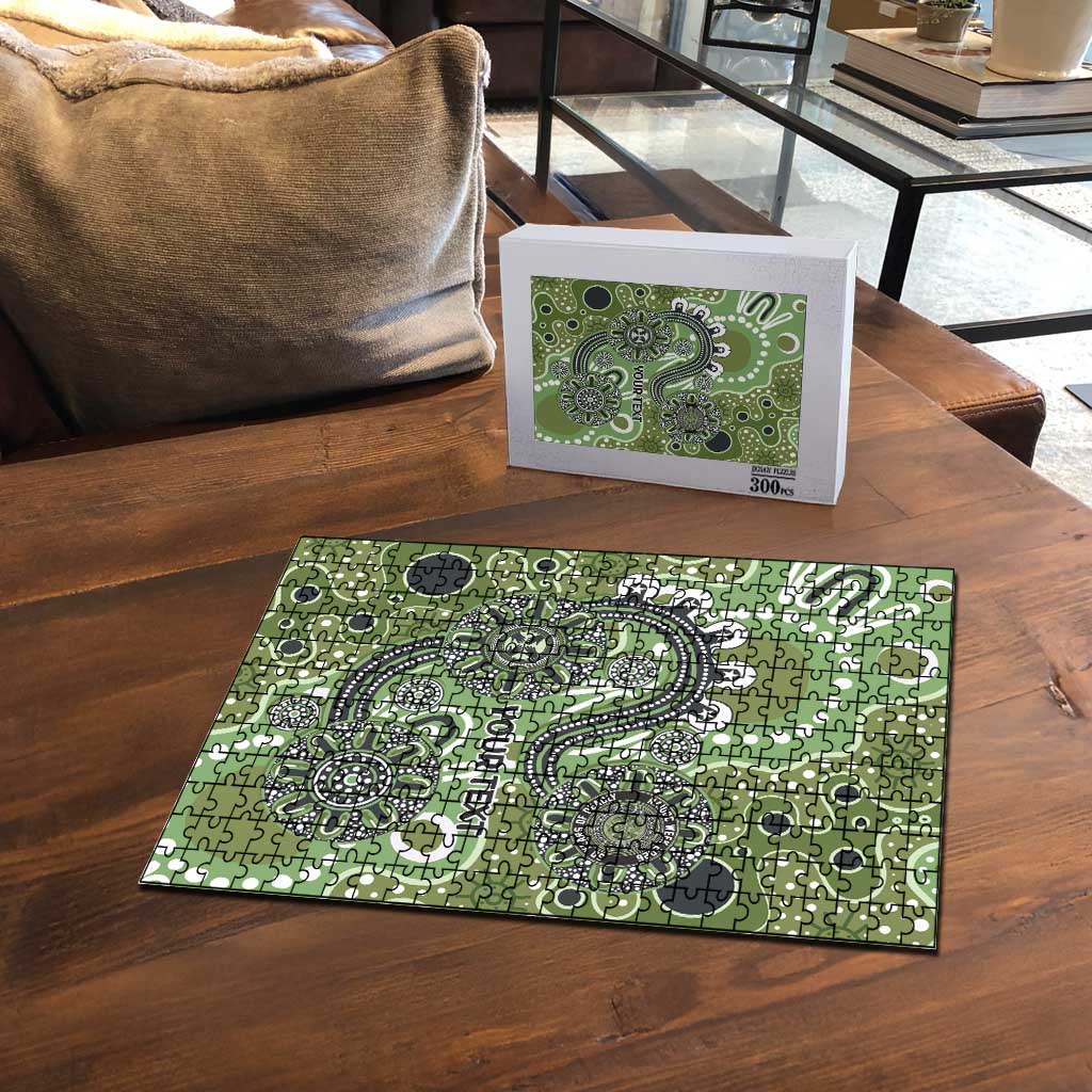 Personalised NAIDOC Week 50 Years Deadly Always Puzzle Green Aboriginal Artwork Dot Painting
