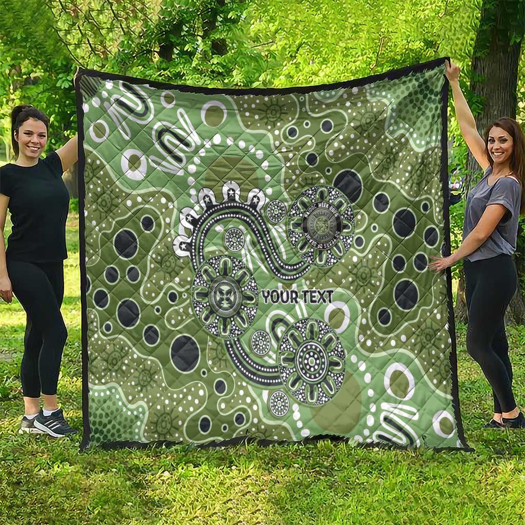 Personalised NAIDOC Week 50 Years Deadly Always Quilt Green Aboriginal Artwork Dot Painting