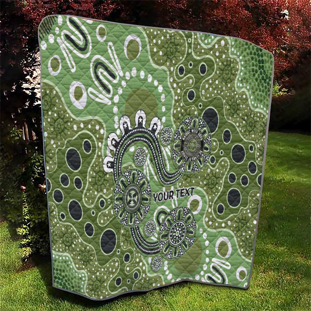 Personalised NAIDOC Week 50 Years Deadly Always Quilt Green Aboriginal Artwork Dot Painting