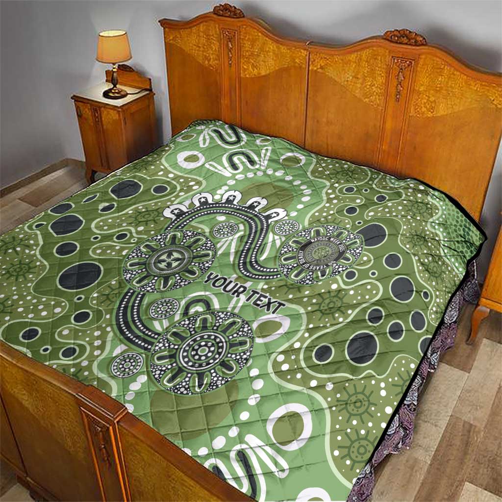 Personalised NAIDOC Week 50 Years Deadly Always Quilt Green Aboriginal Artwork Dot Painting