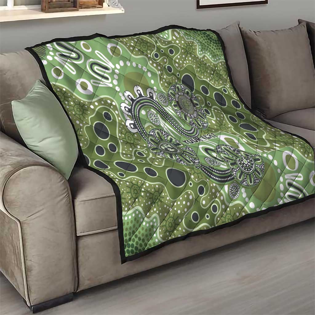 Personalised NAIDOC Week 50 Years Deadly Always Quilt Green Aboriginal Artwork Dot Painting