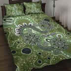 Personalised NAIDOC Week 50 Years Deadly Always Quilt Bed Set Green Aboriginal Artwork Dot Painting