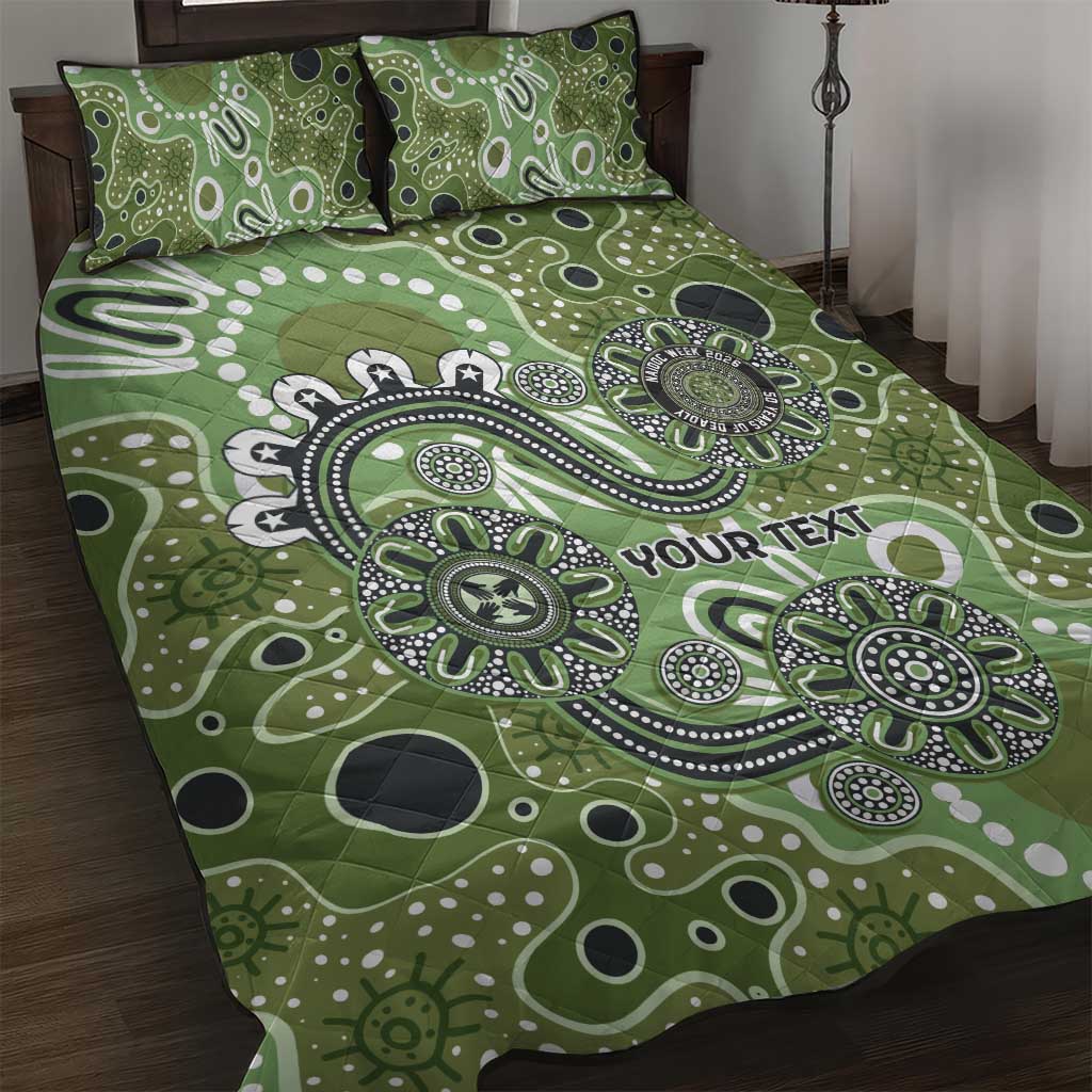 Personalised NAIDOC Week 50 Years Deadly Always Quilt Bed Set Green Aboriginal Artwork Dot Painting