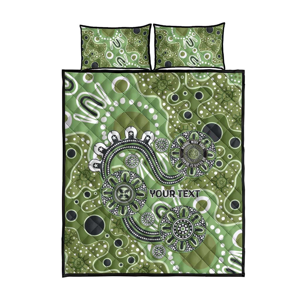 Personalised NAIDOC Week 50 Years Deadly Always Quilt Bed Set Green Aboriginal Artwork Dot Painting