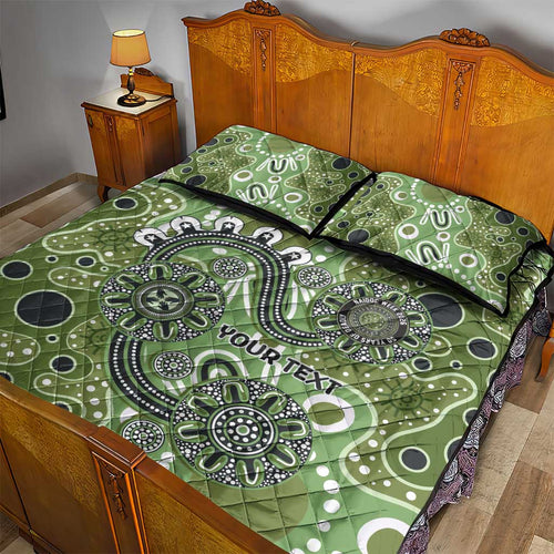 Personalised NAIDOC Week 50 Years Deadly Always Quilt Bed Set Green Aboriginal Artwork Dot Painting