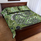 Personalised NAIDOC Week 50 Years Deadly Always Quilt Bed Set Green Aboriginal Artwork Dot Painting