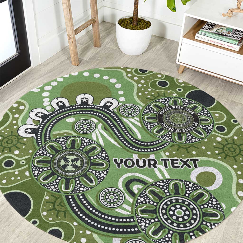 Personalised NAIDOC Week 50 Years Deadly Always Round Carpet Green Aboriginal Artwork Dot Painting