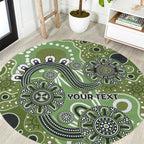 Personalised NAIDOC Week 50 Years Deadly Always Round Carpet Green Aboriginal Artwork Dot Painting