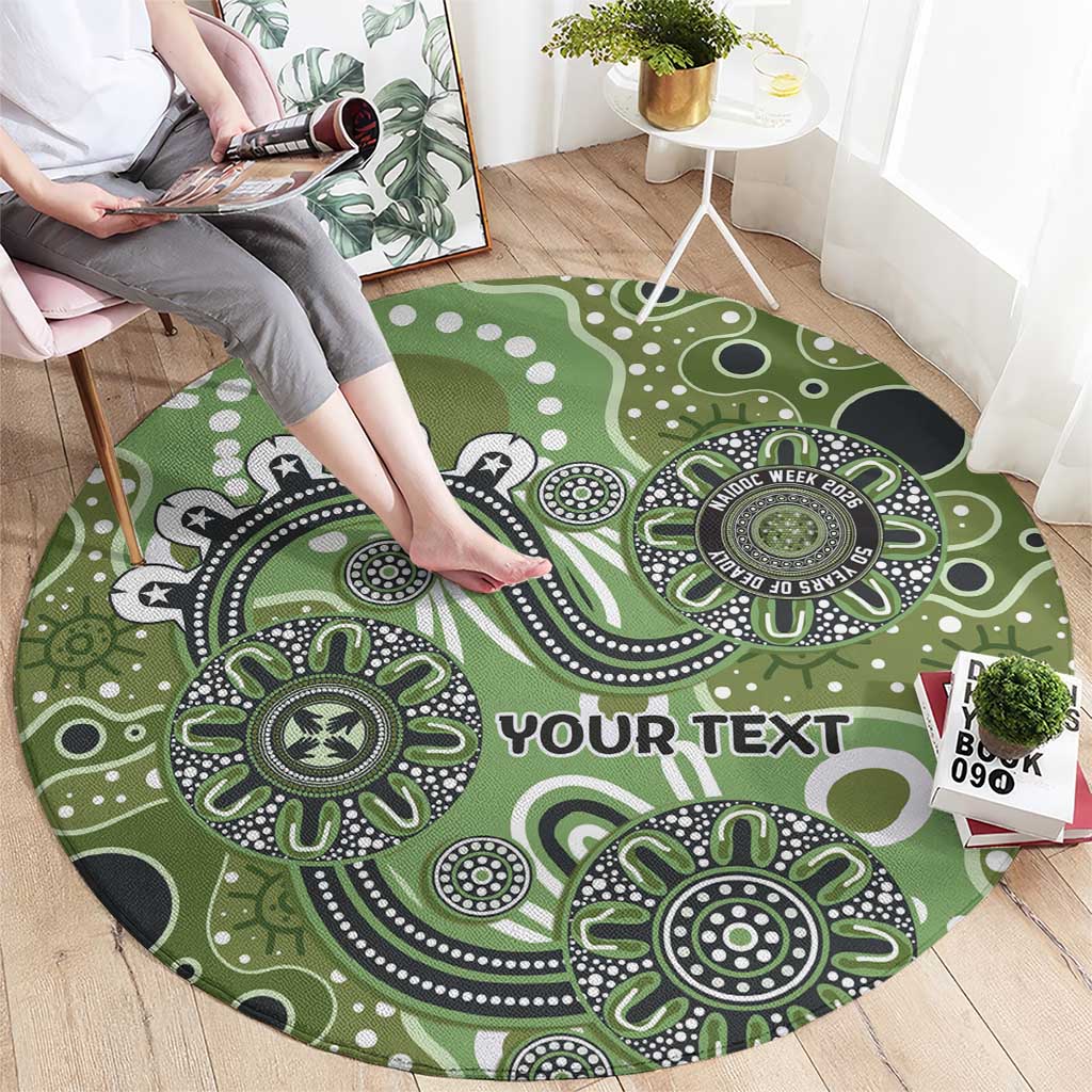 Personalised NAIDOC Week 50 Years Deadly Always Round Carpet Green Aboriginal Artwork Dot Painting