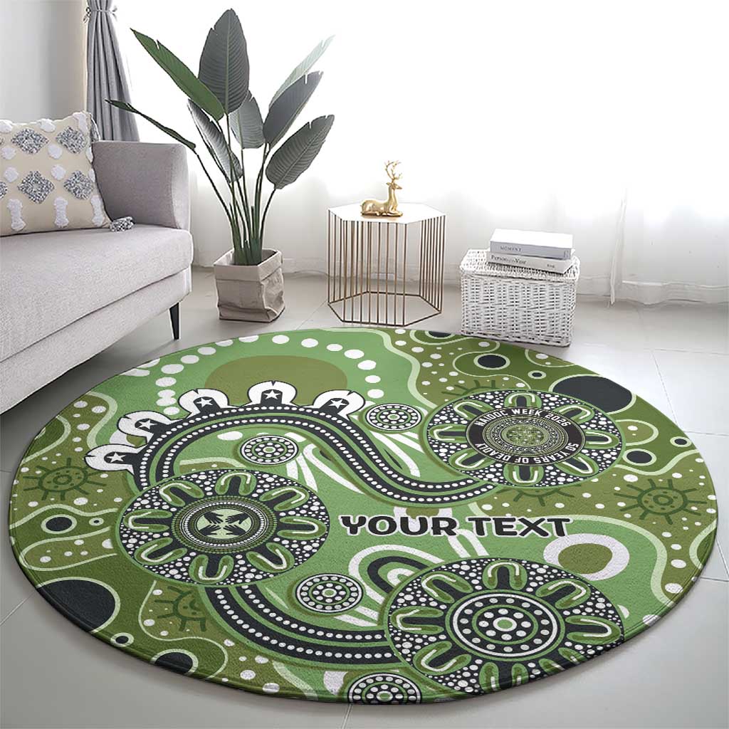 Personalised NAIDOC Week 50 Years Deadly Always Round Carpet Green Aboriginal Artwork Dot Painting