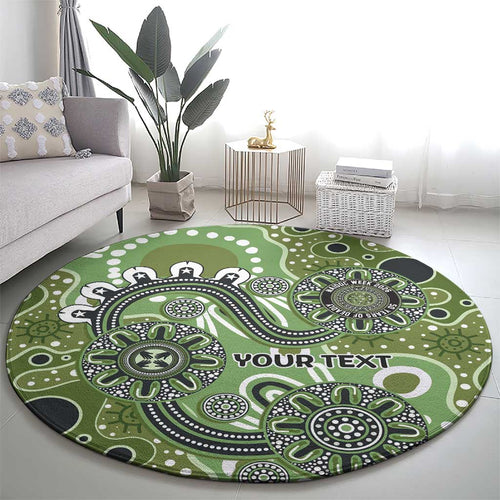 Personalised NAIDOC Week 50 Years Deadly Always Round Carpet Green Aboriginal Artwork Dot Painting