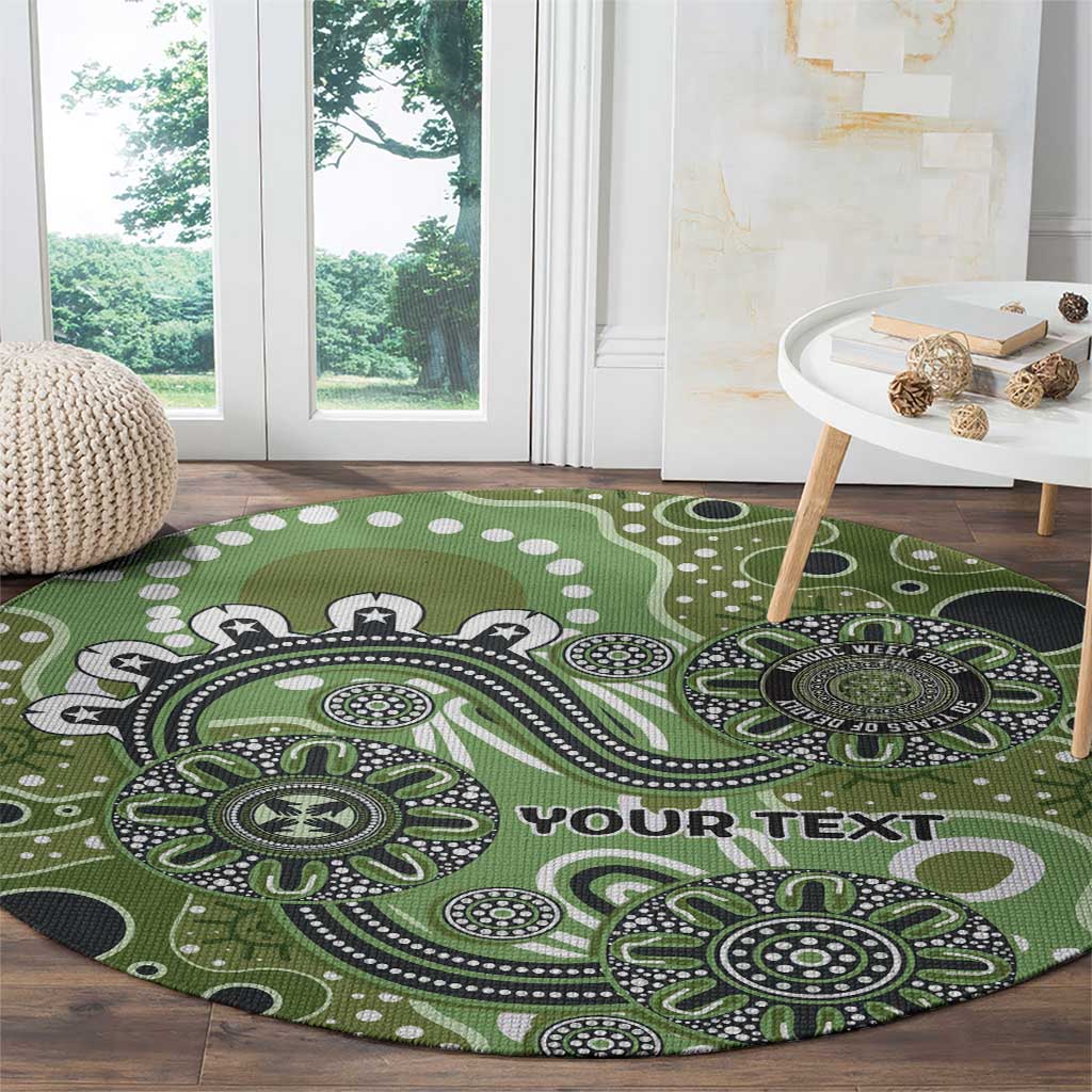 Personalised NAIDOC Week 50 Years Deadly Always Round Carpet Green Aboriginal Artwork Dot Painting