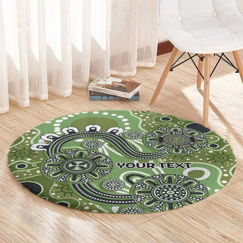 Personalised NAIDOC Week 50 Years Deadly Always Round Carpet Green Aboriginal Artwork Dot Painting