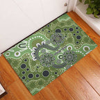 Personalised NAIDOC Week 50 Years Deadly Always Rubber Doormat Green Aboriginal Artwork Dot Painting