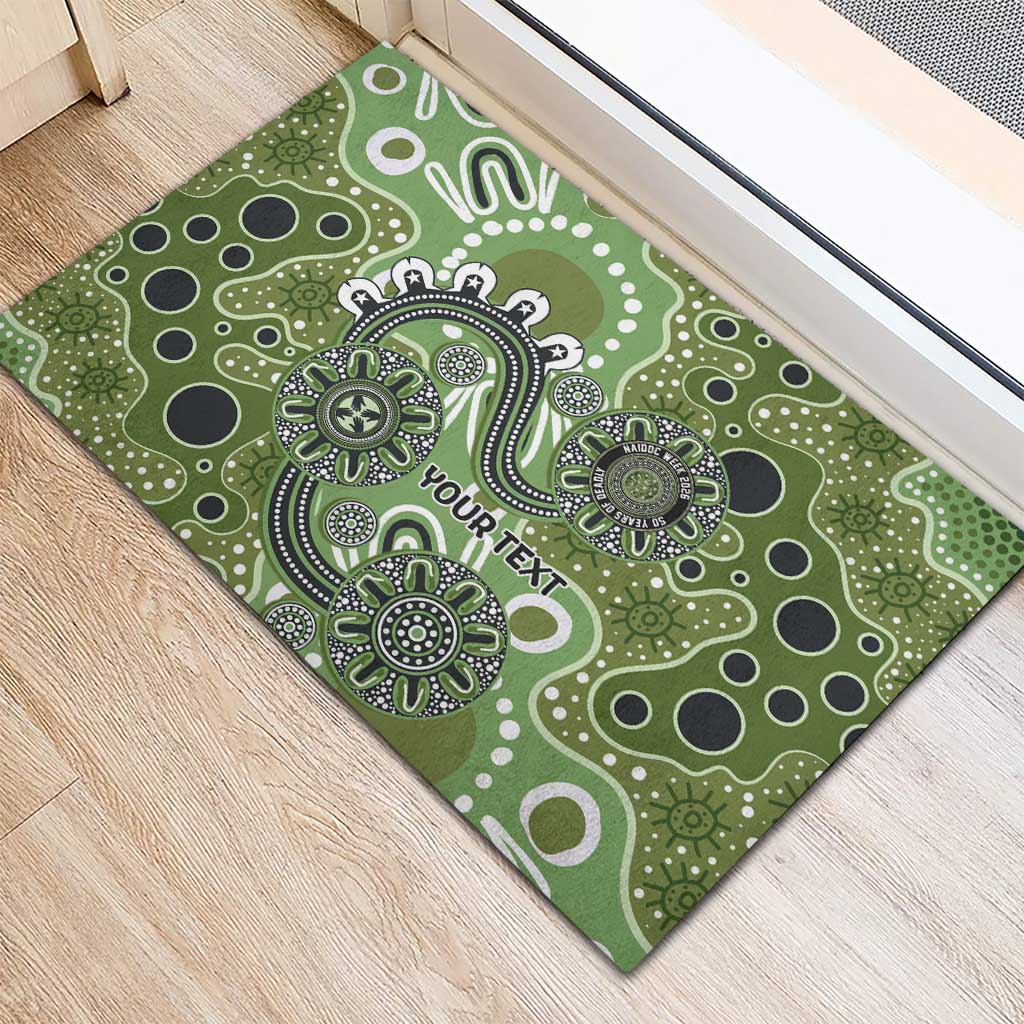 Personalised NAIDOC Week 50 Years Deadly Always Rubber Doormat Green Aboriginal Artwork Dot Painting