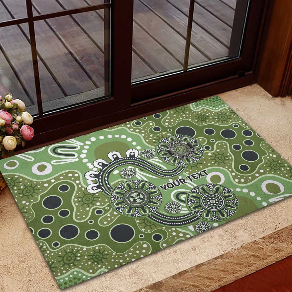 Personalised NAIDOC Week 50 Years Deadly Always Rubber Doormat Green Aboriginal Artwork Dot Painting