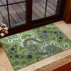 Personalised NAIDOC Week 50 Years Deadly Always Rubber Doormat Green Aboriginal Artwork Dot Painting