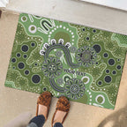 Personalised NAIDOC Week 50 Years Deadly Always Rubber Doormat Green Aboriginal Artwork Dot Painting