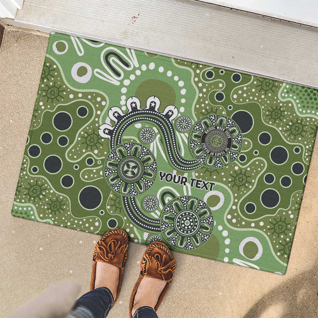 Personalised NAIDOC Week 50 Years Deadly Always Rubber Doormat Green Aboriginal Artwork Dot Painting