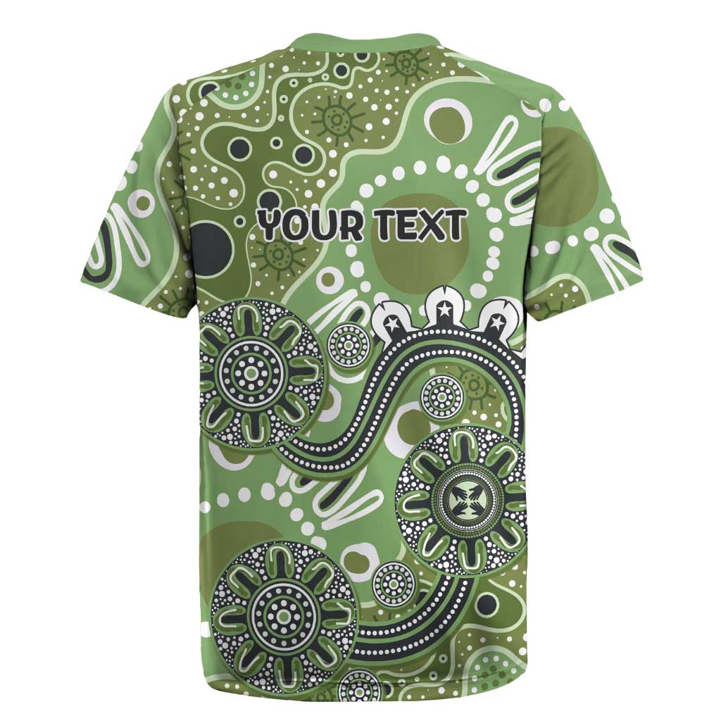 Personalised NAIDOC Week 50 Years Deadly Always Rugby Jersey Green Aboriginal Artwork Dot Painting