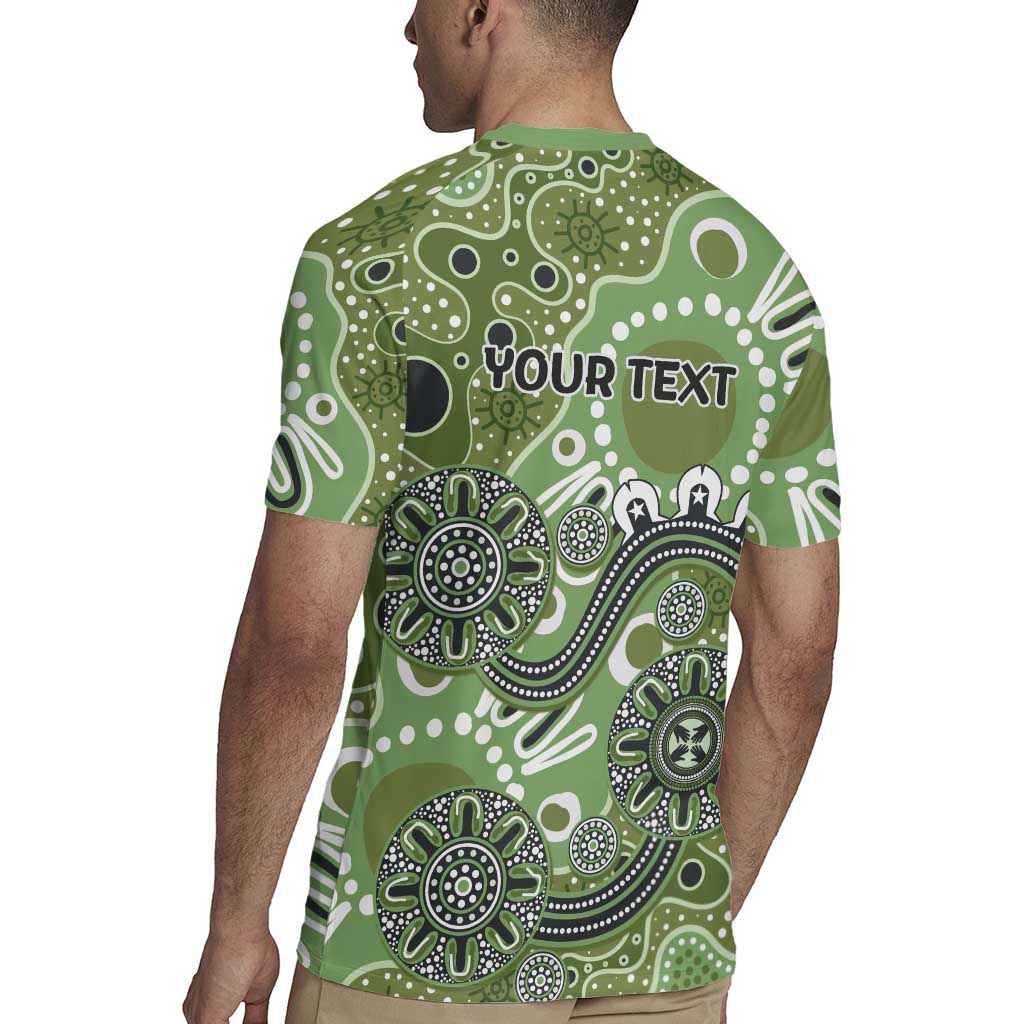 Personalised NAIDOC Week 50 Years Deadly Always Rugby Jersey Green Aboriginal Artwork Dot Painting