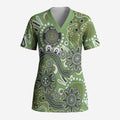 Personalised NAIDOC Week 50 Years Deadly Always Scrub Top Green Aboriginal Artwork Dot Painting