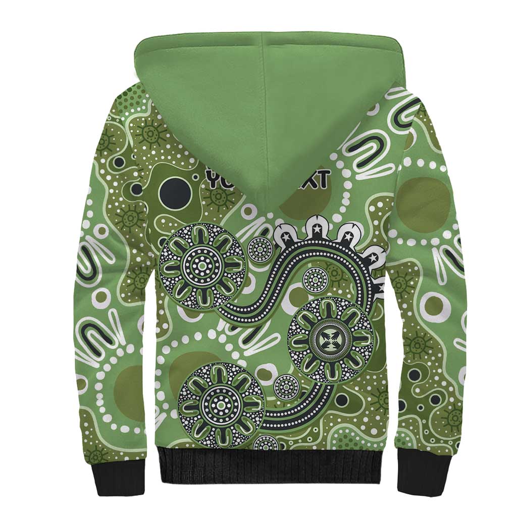 Personalised NAIDOC Week 50 Years Deadly Always Sherpa Hoodie Green Aboriginal Artwork Dot Painting