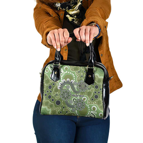 Personalised NAIDOC Week 50 Years Deadly Always Shoulder Handbag Green Aboriginal Artwork Dot Painting