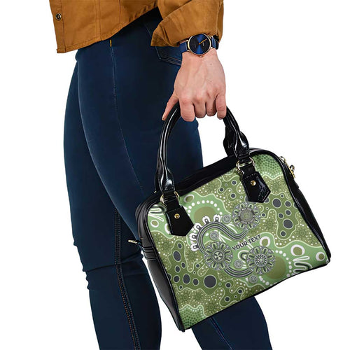 Personalised NAIDOC Week 50 Years Deadly Always Shoulder Handbag Green Aboriginal Artwork Dot Painting