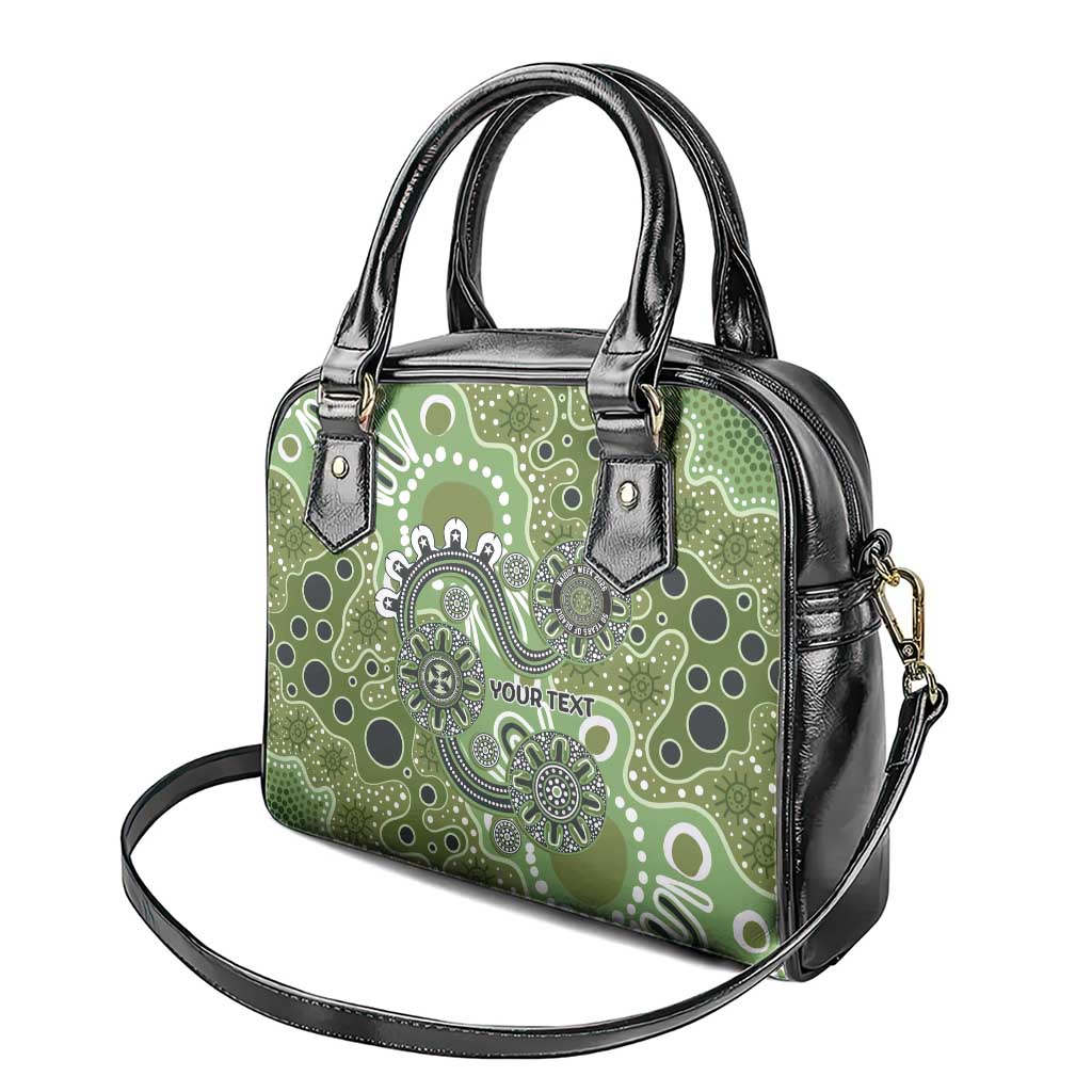 Personalised NAIDOC Week 50 Years Deadly Always Shoulder Handbag Green Aboriginal Artwork Dot Painting