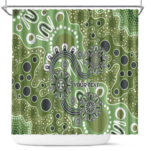 Personalised NAIDOC Week 50 Years Deadly Always Shower Curtain Green Aboriginal Artwork Dot Painting
