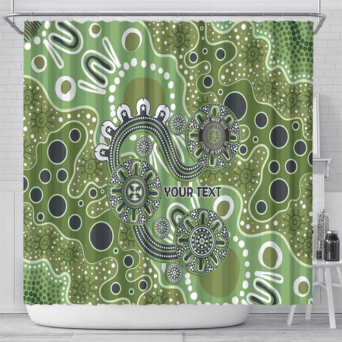 Personalised NAIDOC Week 50 Years Deadly Always Shower Curtain Green Aboriginal Artwork Dot Painting