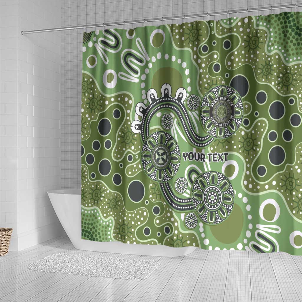 Personalised NAIDOC Week 50 Years Deadly Always Shower Curtain Green Aboriginal Artwork Dot Painting