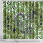 Personalised NAIDOC Week 50 Years Deadly Always Shower Curtain Green Aboriginal Artwork Dot Painting
