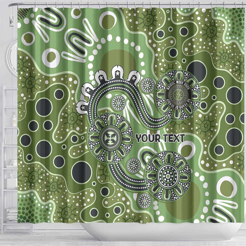 Personalised NAIDOC Week 50 Years Deadly Always Shower Curtain Green Aboriginal Artwork Dot Painting