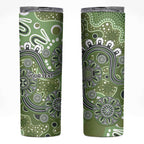 Personalised NAIDOC Week 50 Years Deadly Always Skinny Tumbler Green Aboriginal Artwork Dot Painting