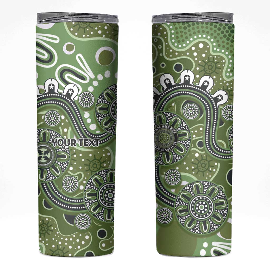 Personalised NAIDOC Week 50 Years Deadly Always Skinny Tumbler Green Aboriginal Artwork Dot Painting