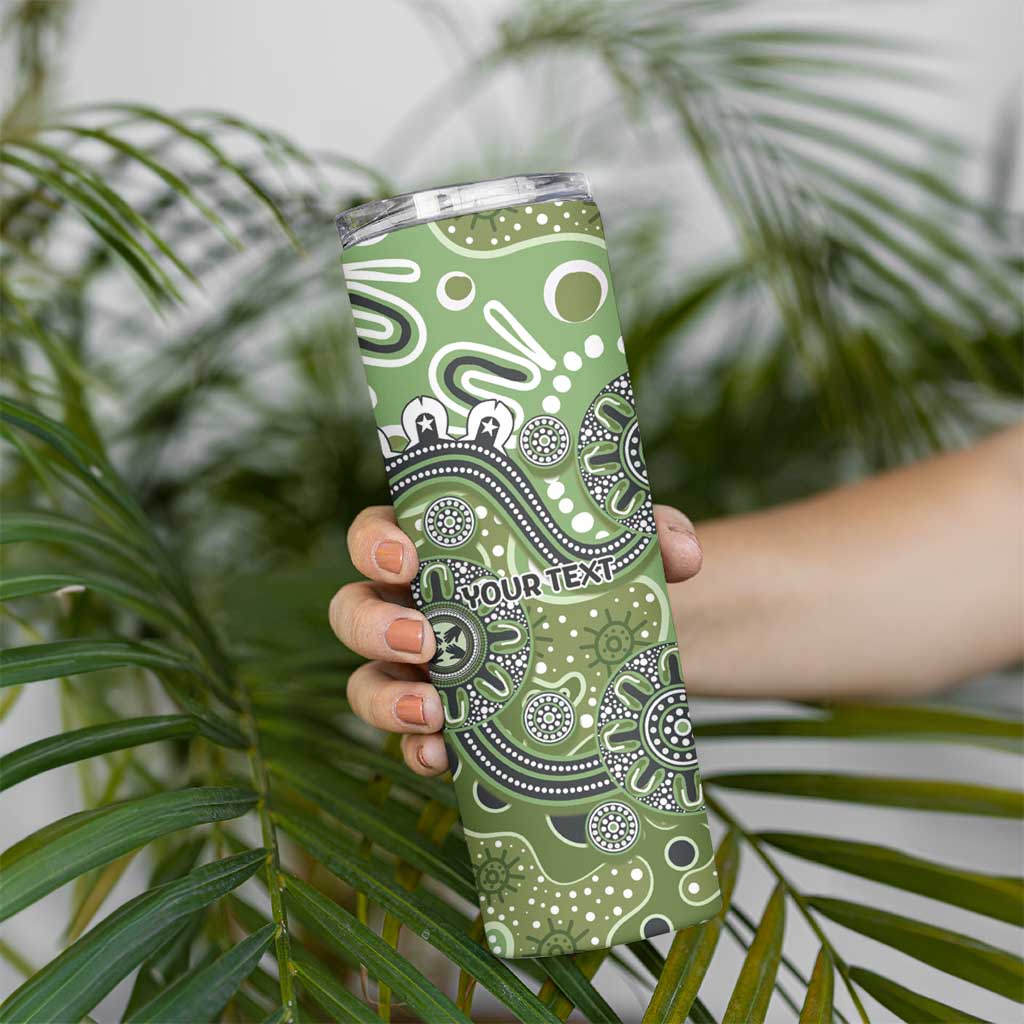 Personalised NAIDOC Week 50 Years Deadly Always Skinny Tumbler Green Aboriginal Artwork Dot Painting