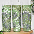 Personalised NAIDOC Week 50 Years Deadly Always Skinny Tumbler Green Aboriginal Artwork Dot Painting