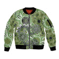 Personalised NAIDOC Week 50 Years Deadly Always Sleeve Zip Bomber Jacket Green Aboriginal Artwork Dot Painting