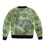 Personalised NAIDOC Week 50 Years Deadly Always Sleeve Zip Bomber Jacket Green Aboriginal Artwork Dot Painting