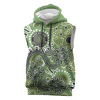Personalised NAIDOC Week 50 Years Deadly Always Sleeveless Hoodie Green Aboriginal Artwork Dot Painting