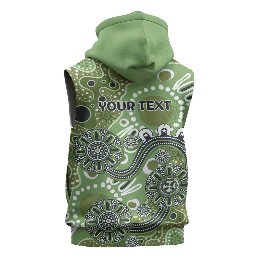 Personalised NAIDOC Week 50 Years Deadly Always Sleeveless Hoodie Green Aboriginal Artwork Dot Painting
